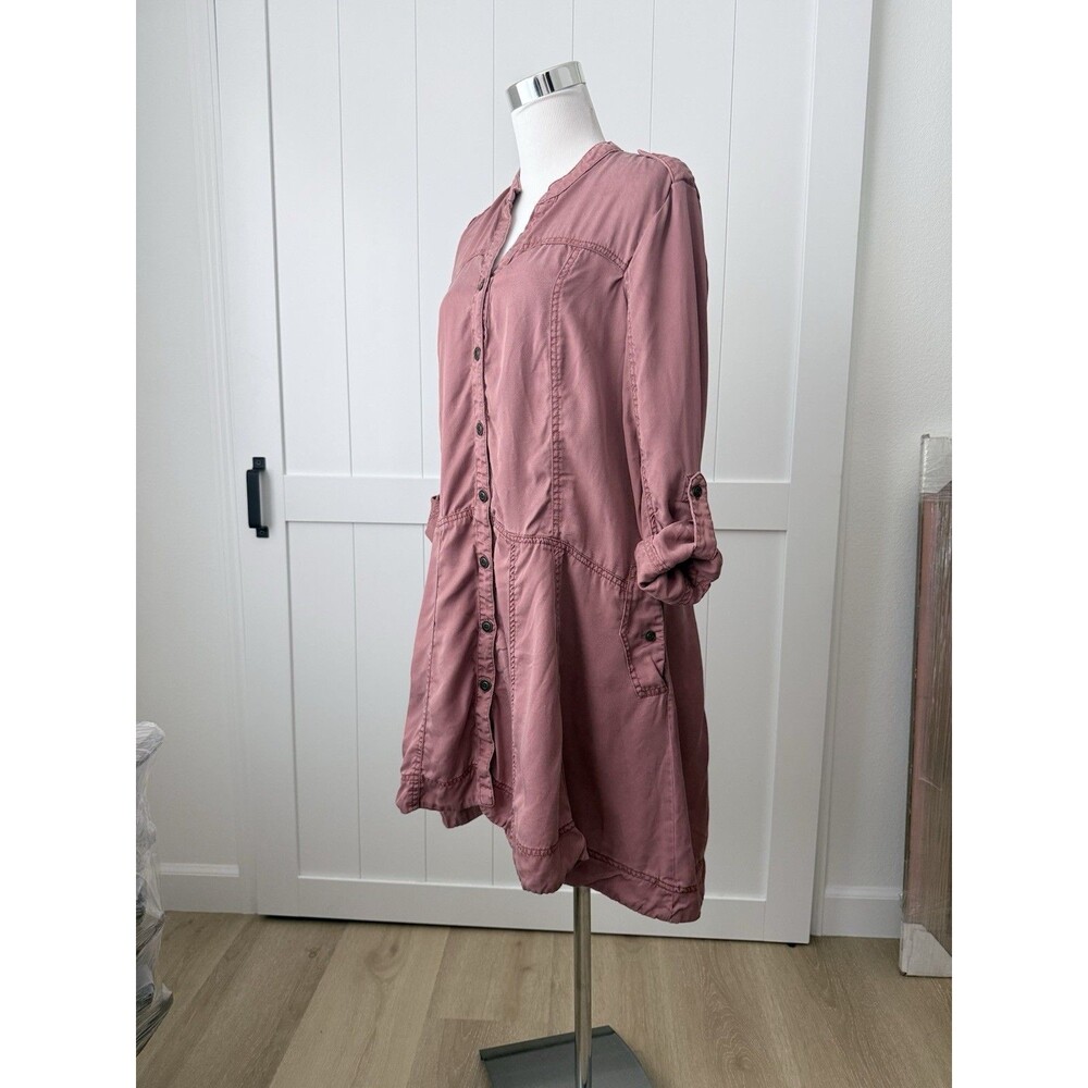 Anthropologie Holding Horses Mariona Lyocell Shirt Dress 6 Mauve Utility Hi-Lo - Picture 2 of 16